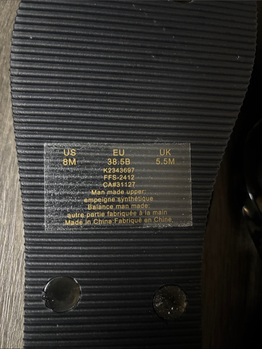 DKNY Black Flip Flops with Gold Logo and Teal Size Dot - Picture 5 of 6